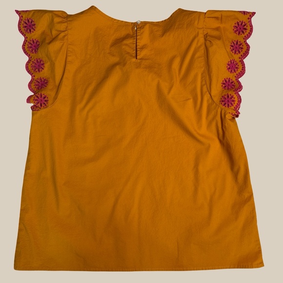 J. Crew Women’s Amber Blouse Flutter Pink Floral Embroidered Sleeve Cutouts SZ M - Picture 5 of 6